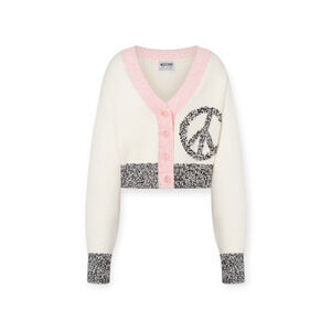 Moschino Jeans‎ Contrast Peace Symbol Intarsia Cotton and Nylon Cardigan Size XS